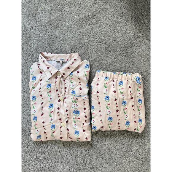 Morgan Lane Women’s Silk Blend Floral Ladybug Matching Pj Set Sz XS - Picture 1 of 7